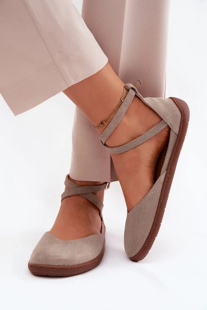 Moteriškos zomšinės barefoot balerinos Zazoo 320, cappuccino