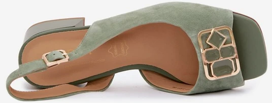 Moteriškos zomšinės basutės žemu kulnu, žalios