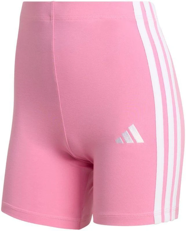 Moterų adidas Essentials 3-Stripes aukšto liemens dviratininko šortai, rožiniai, KT1625