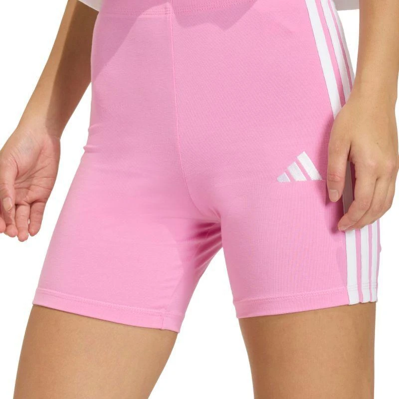 Moterų adidas Essentials 3-Stripes aukšto liemens dviratininko šortai, rožiniai, KT1625