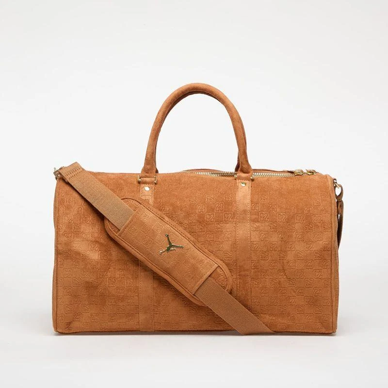 Moterų Air Jordan Jam zomšinis monogramos krepšys-duffel, konjako spalvos – MA9205-X6X