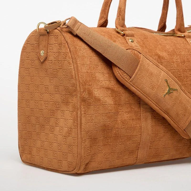 Moterų Air Jordan Jam zomšinis monogramos krepšys-duffel, konjako spalvos – MA9205-X6X