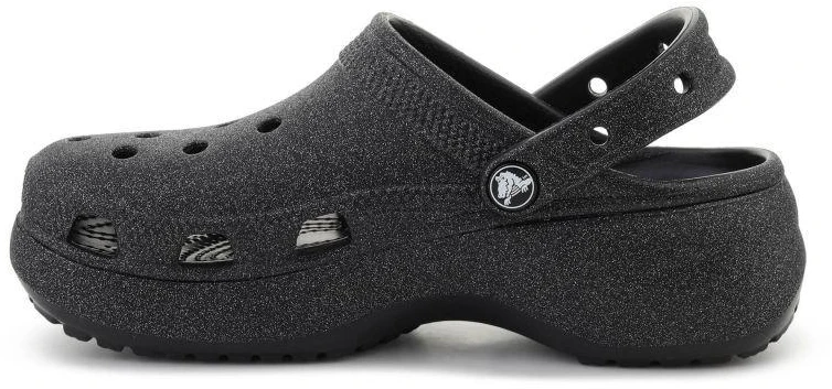 Moterų klumpės CROCS CLASSIC PLATFORM GLITTER CLOG W, juodos, 207241-001