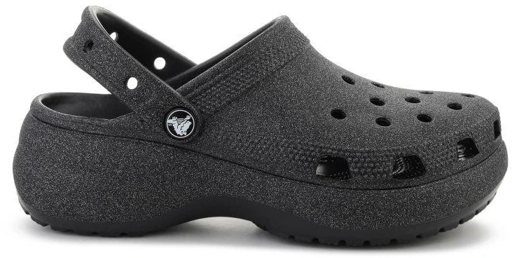 Moterų klumpės CROCS CLASSIC PLATFORM GLITTER CLOG W, juodos, 207241-001