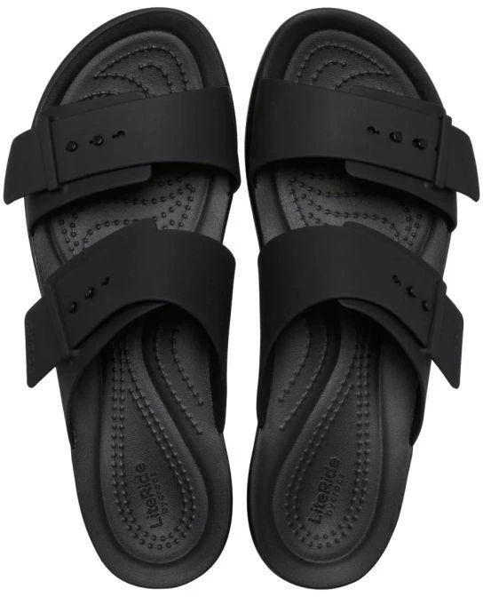 Moterų šlepetės per pirštą Crocs Brooklyn Buckle Low, juodos spalvos 211215 001