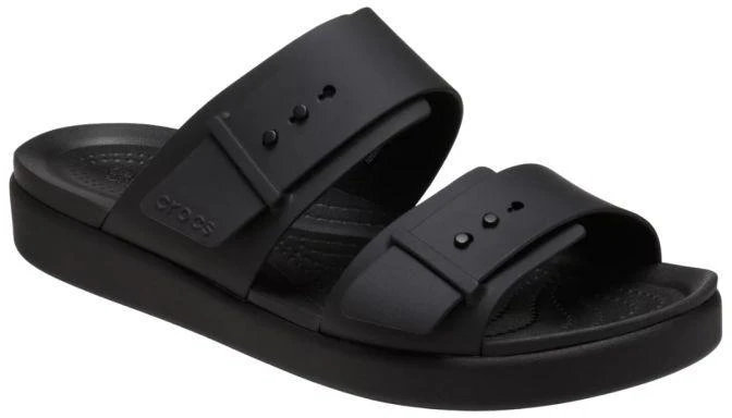 Moterų šlepetės per pirštą Crocs Brooklyn Buckle Low, juodos spalvos 211215 001