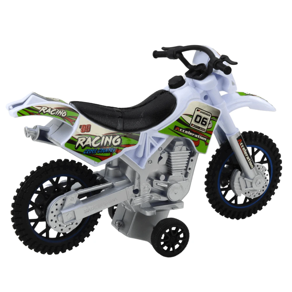 Lean Toys Žaislinis motokrosinis motociklas su šviesos ir garso efektais, baltas