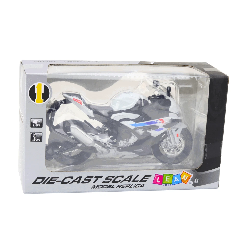 Lean Toys SPORTINIS MOTOCIKLAS METALINIS BALTYAS S1000 1:12