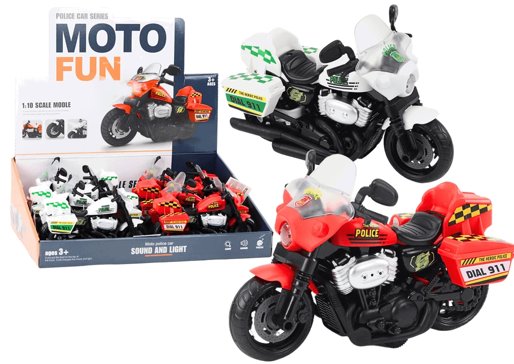 Lean Toys Policijos motociklas 1:10 su šviesomis ir garsais