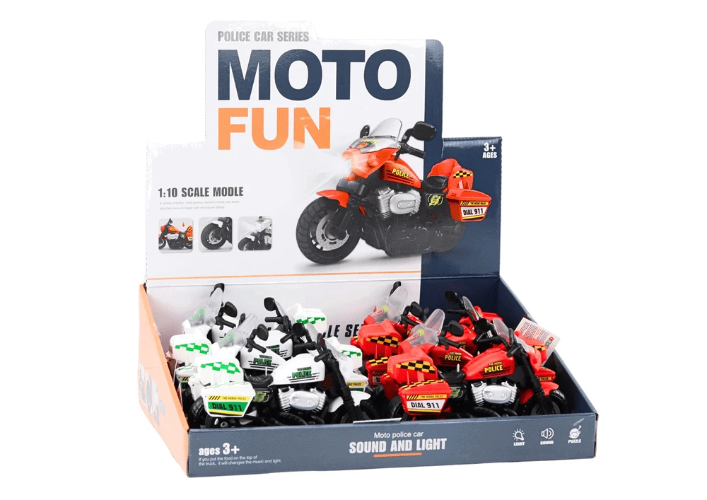 Lean Toys Policijos motociklas 1:10 su šviesomis ir garsais