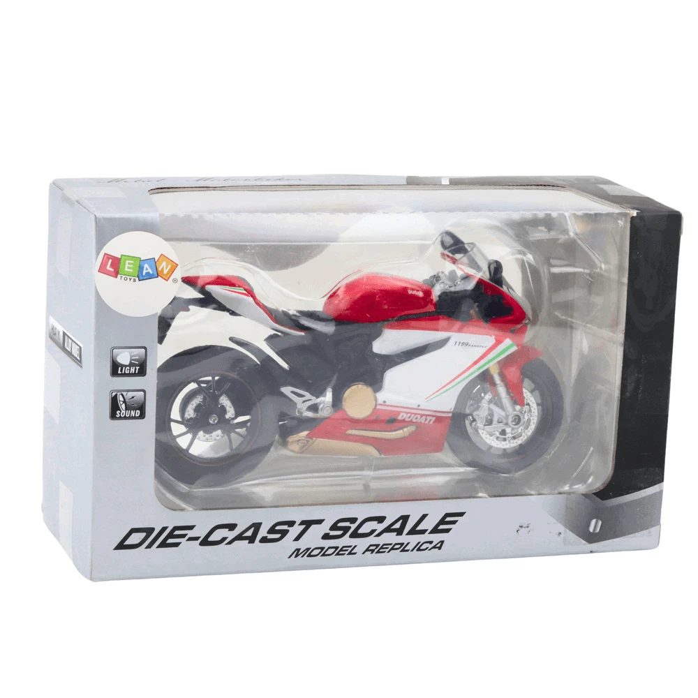 Lean Toys Raudonas Metalinis Sportinis Motociklas su Šviesomis ir Garsais 1:12