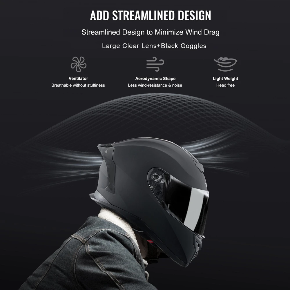 VEVOR Pilno veido motociklininko šalmas su „Bluetooth“ lizdu
