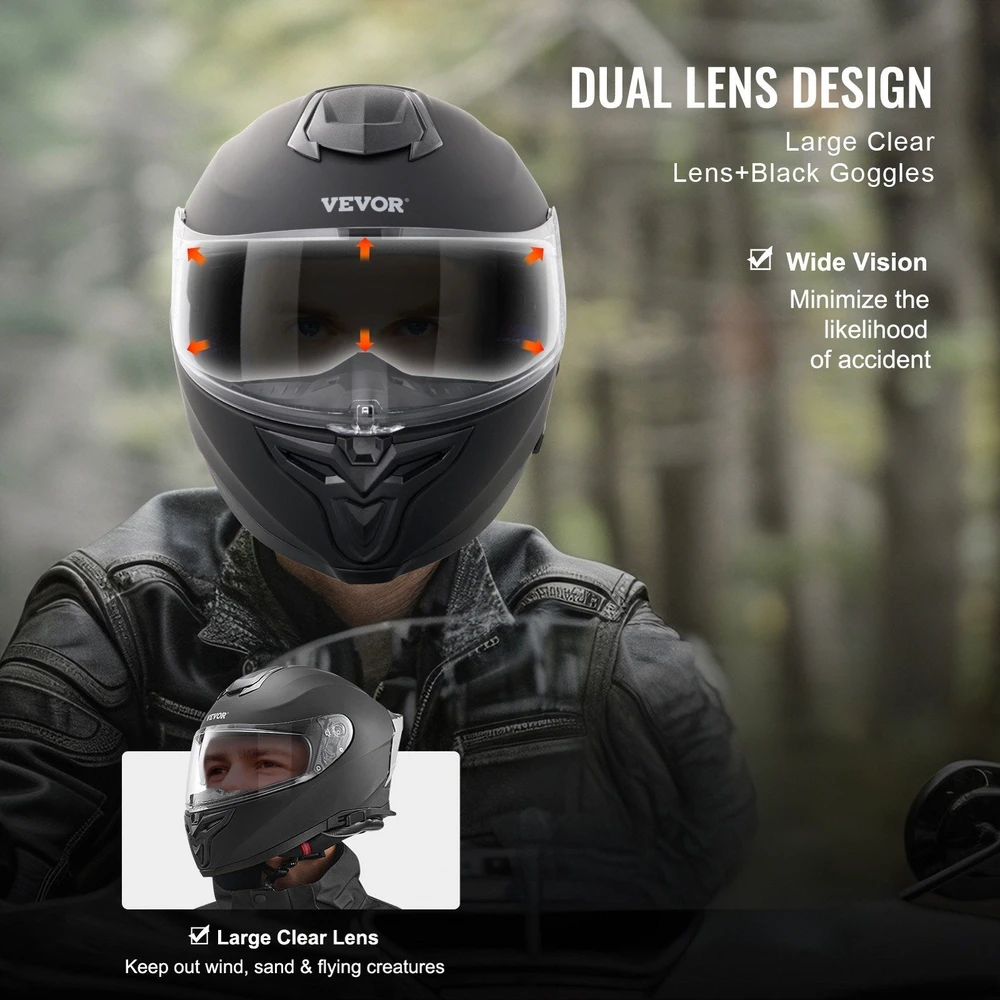 VEVOR Pilno veido motociklininko šalmas su „Bluetooth“ lizdu