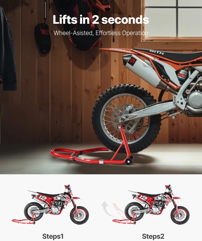 VEVOR Motociklų atraminis stovas raudonas