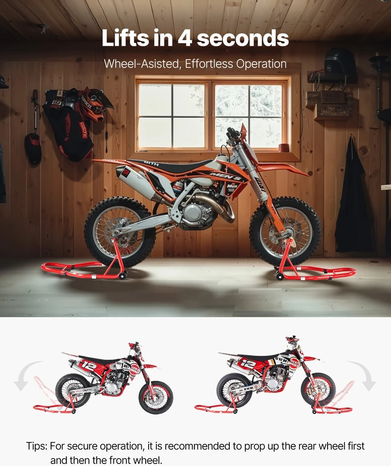 VEVOR Motociklų priekio ir galinio stovo kėliklis