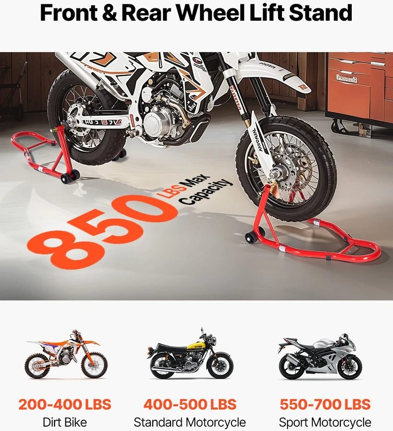VEVOR Motociklų priekio ir galinio stovo kėliklis