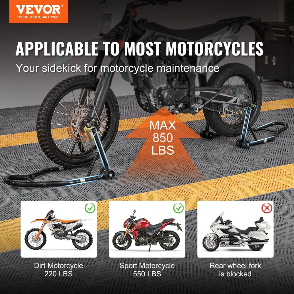 VEVOR Motociklo stovų rinkinys priekinei ir galinei dalims