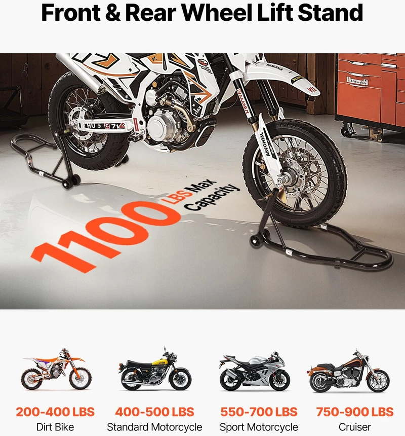 VEVOR Motociklų stovas priekinis ir galinis kėlimui