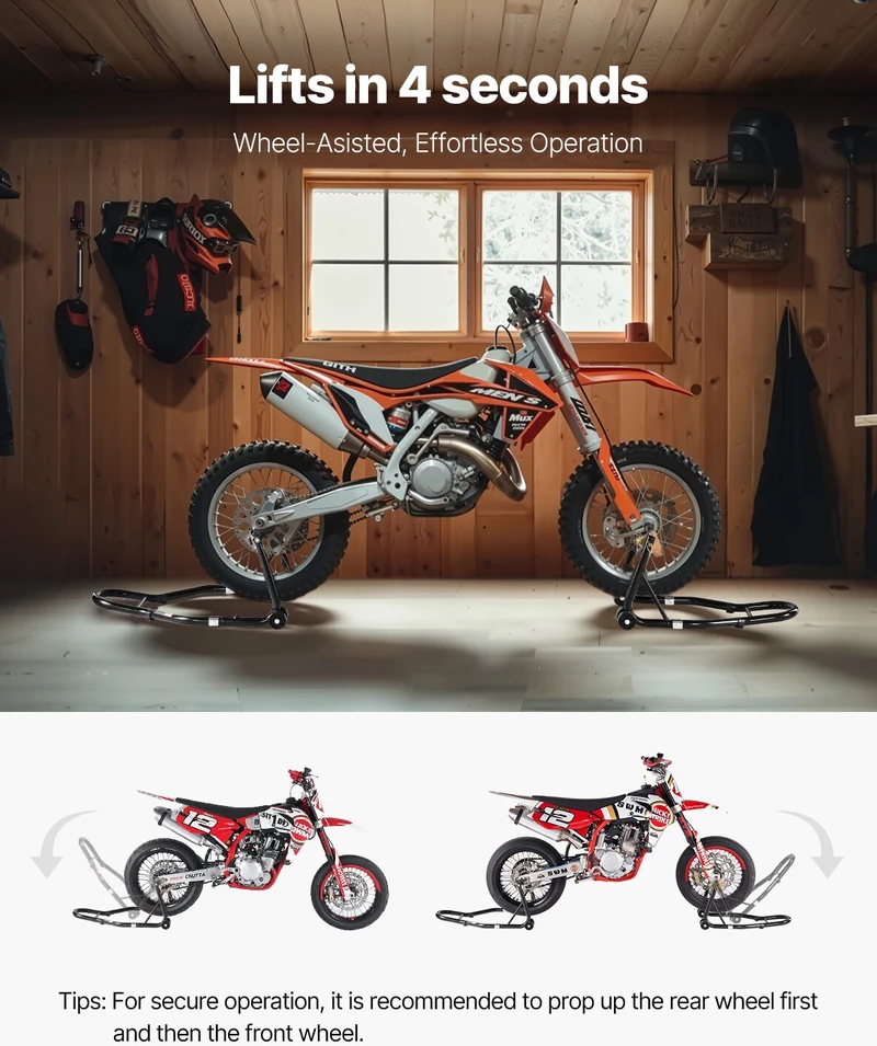 VEVOR Motociklų stovas priekinis ir galinis kėlimui
