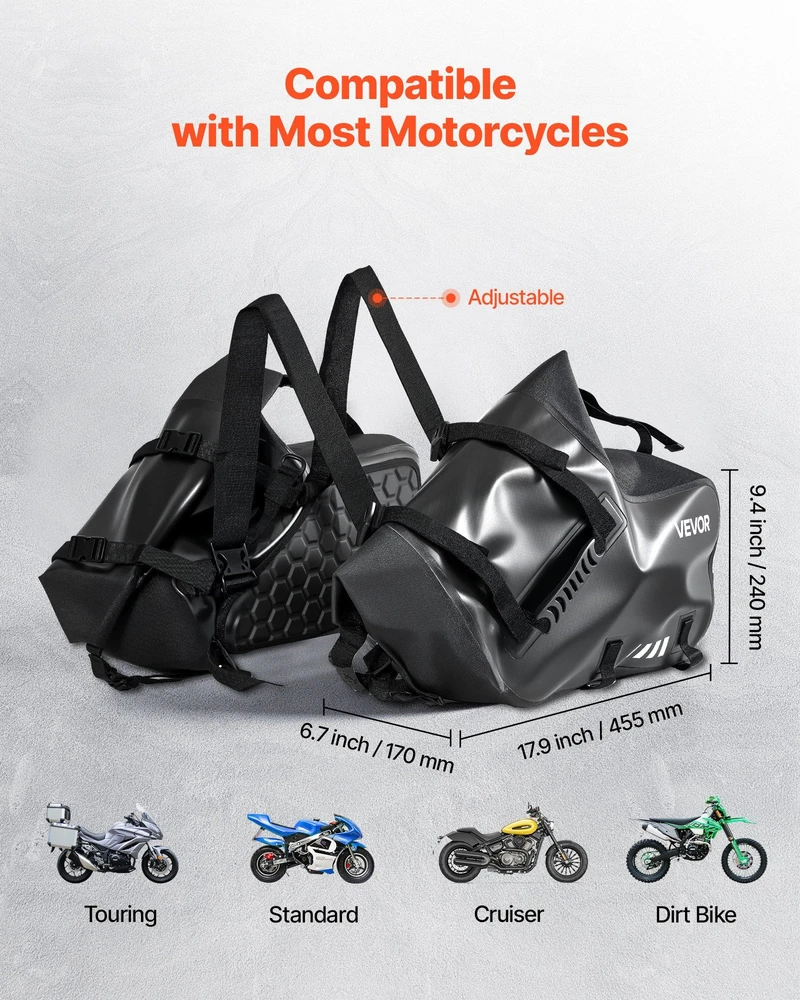 VEVOR Motociklo šoniniai krepšiai, 28 l talpa