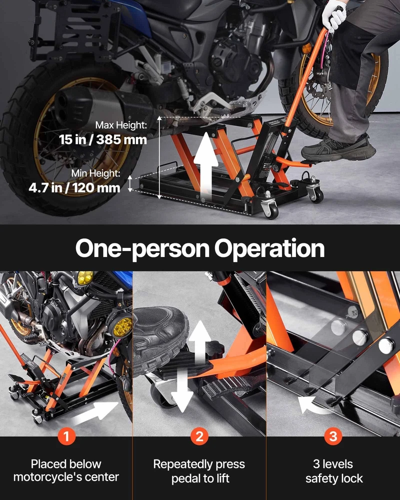 VEVOR Motociklų hidraulinis domkratas 700 kg