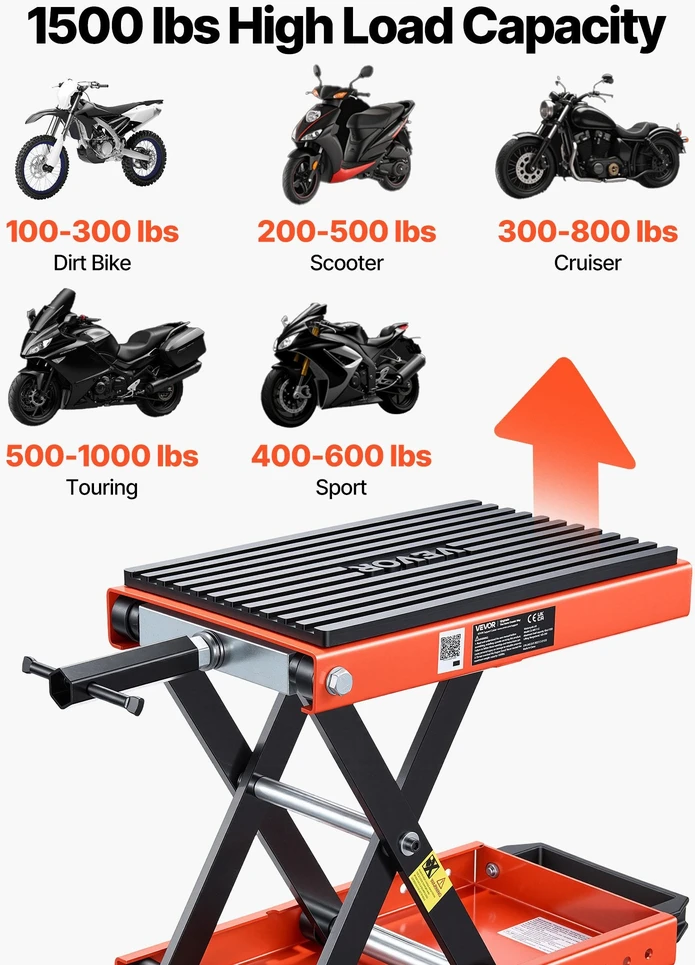 VEVOR Motociklų keltuvas, 680 kg žirklinis