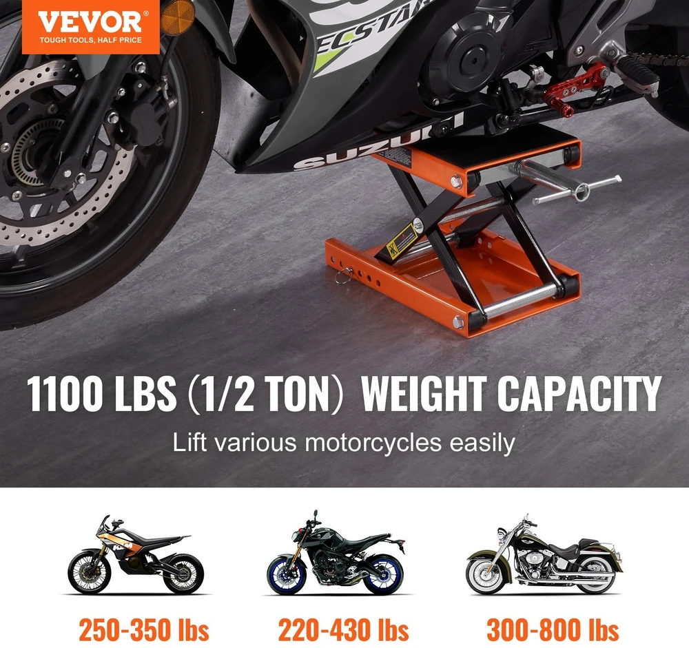 VEVOR Motociklų žirklinis keltuvas 500 kg plataus stovo