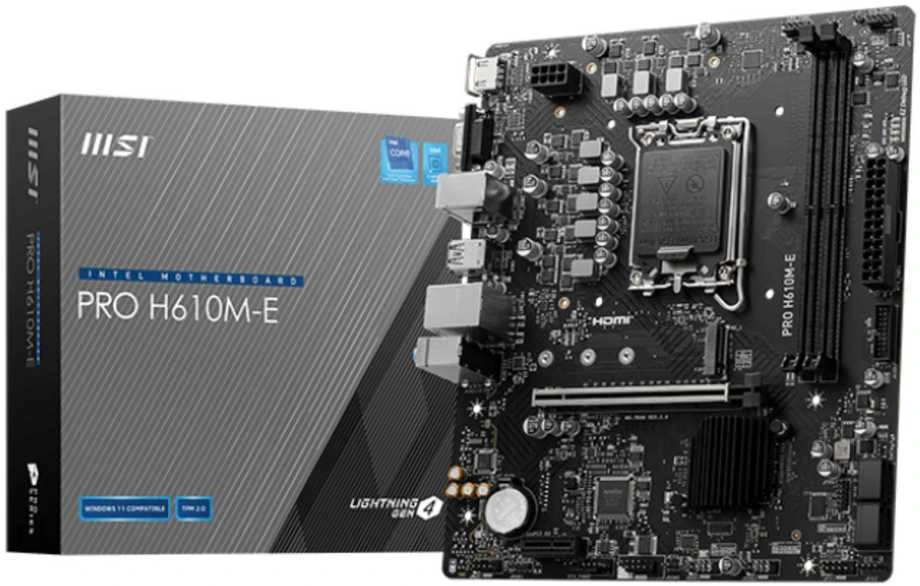 Pagrindinė plokštė MSI PRO H610M-E Intel H610 LGA1700 2XDDR5 VGA HDMI Matx