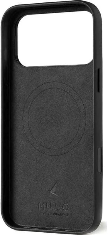 Mujjo Odinis dėklas - etui skórzane do iPhone 17 Pro Max kompatybilne su MagSafe (juodas)