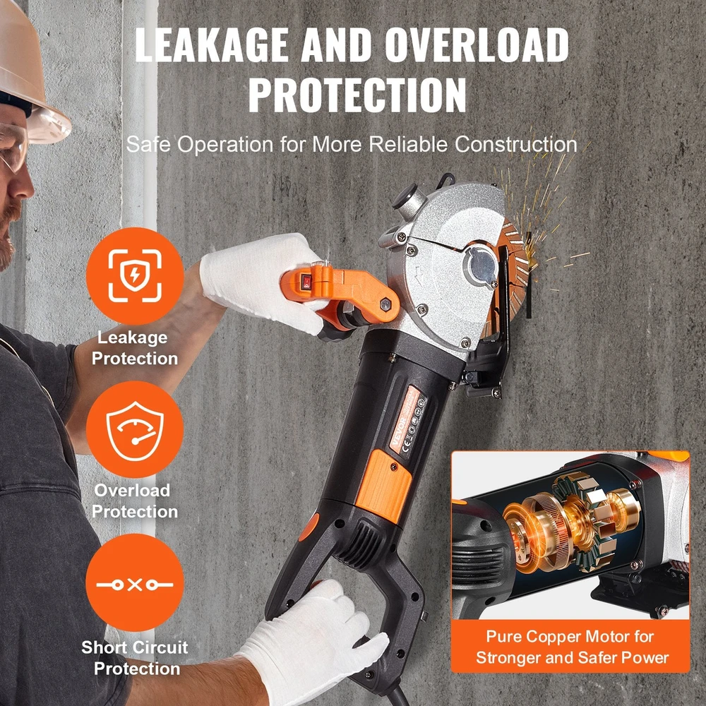 VEVOR 42 mm elektrinė sienų freza griovių pjovimo mašina 4800 W