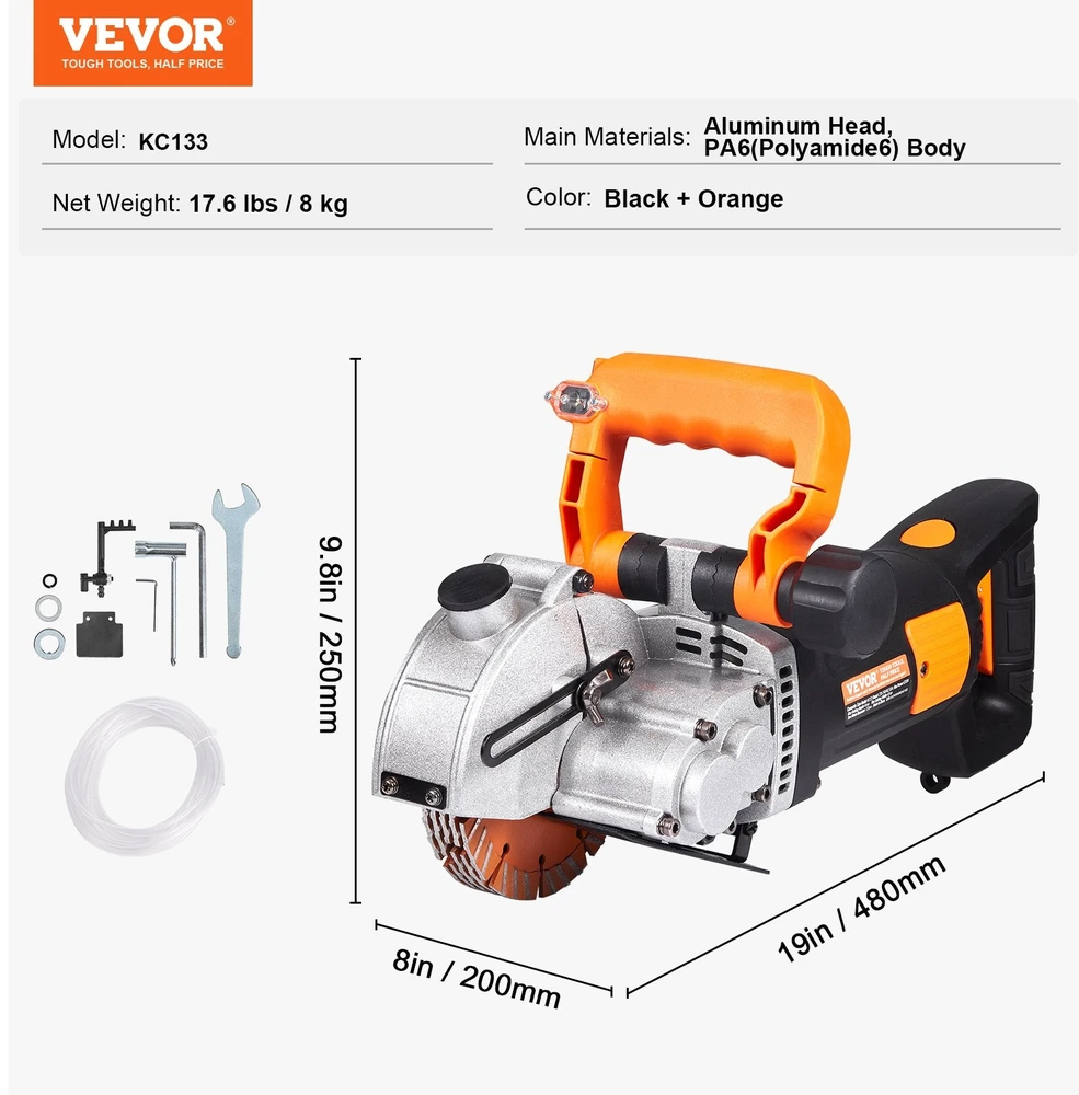 VEVOR 42 mm elektrinė sienų freza griovių pjovimo mašina 4800 W