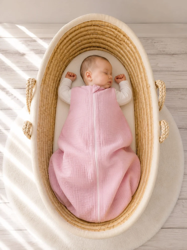 My Sweet Baby Muslininis vasarinis miegmaišis kūdikiui 0-6 mėn. TOG 1.0, pastelinė rožinė