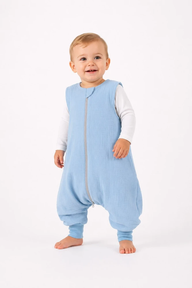 My Sweet Baby Muslininis miegmaišis vaikams vasarai su kojomis 2-4 m. mėlynas