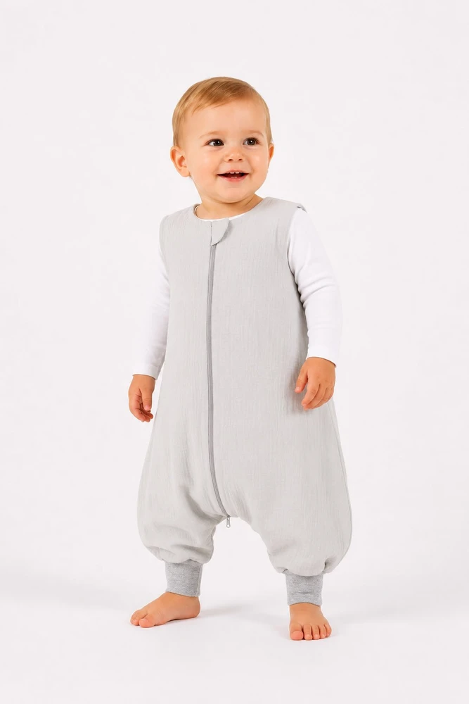 My Sweet Baby Muslininis miego maišas vaikams vasarai su kojomis 2-4 m pilkas XL