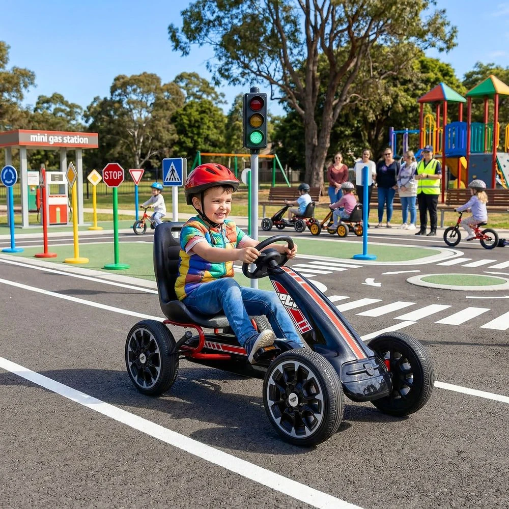Mynamas motokartas HECHT 59793 Juodas, pripučiami ratai