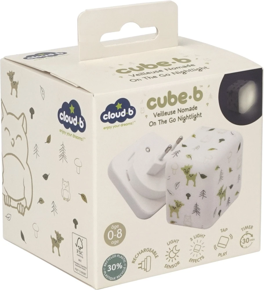 Naktinis LED šviestuvas su jutikliu Cloud B Cube B, 7 × 7 × 7 cm