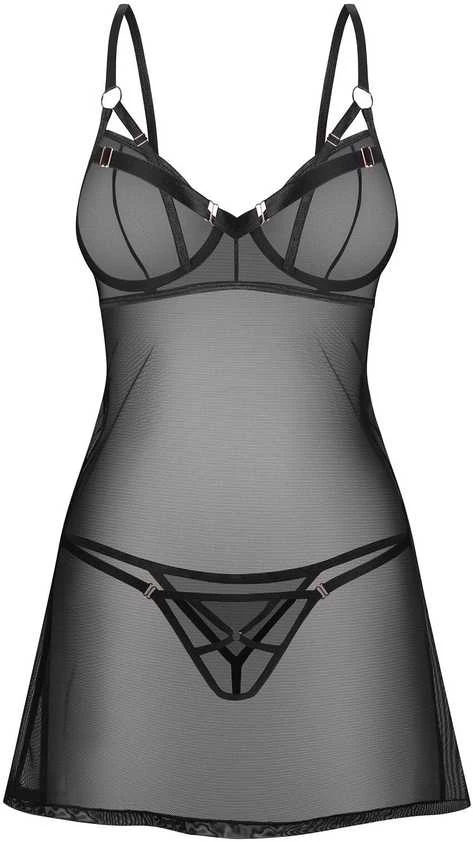 Naktinukai juodi Euridia Chemise – švelnus pasirinkimas