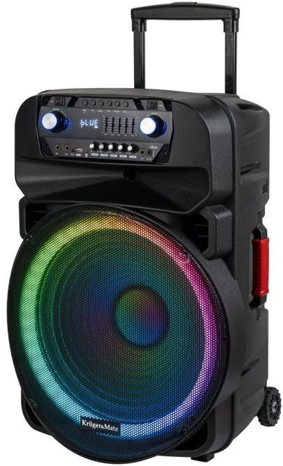 Kruger & Matz Aktyvus garsiakalbis (su 2 belaidžiais mikrofonais UHF, SD, Bluetooth, FM, USB, LED) 60 vatų