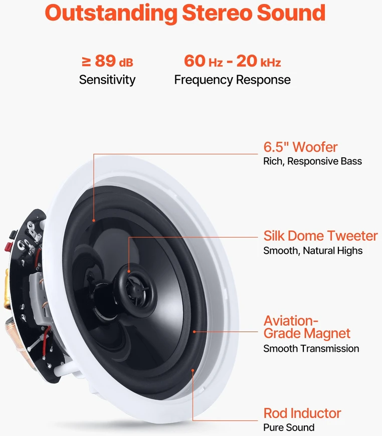 VEVOR Bluetooth lubinės įleidžiamos kolonėlės, 4 vnt.