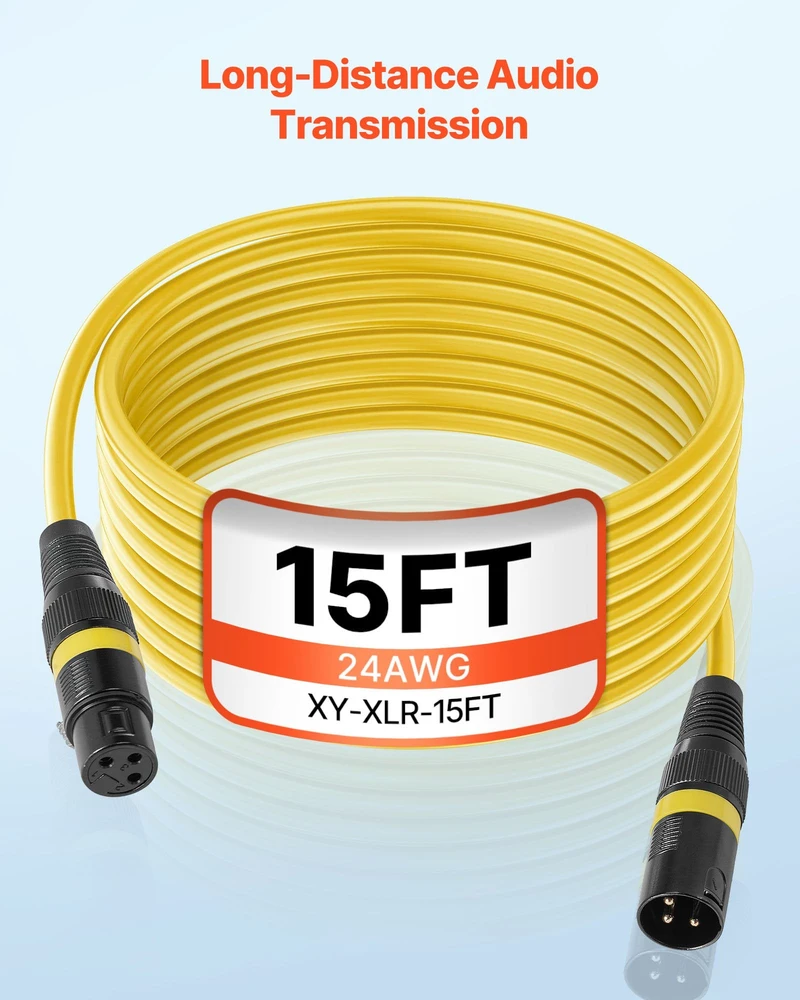 Namų kino sistema VEVOR XLR kabelis 4,57 m, 6 vnt., auksiniai kontaktai