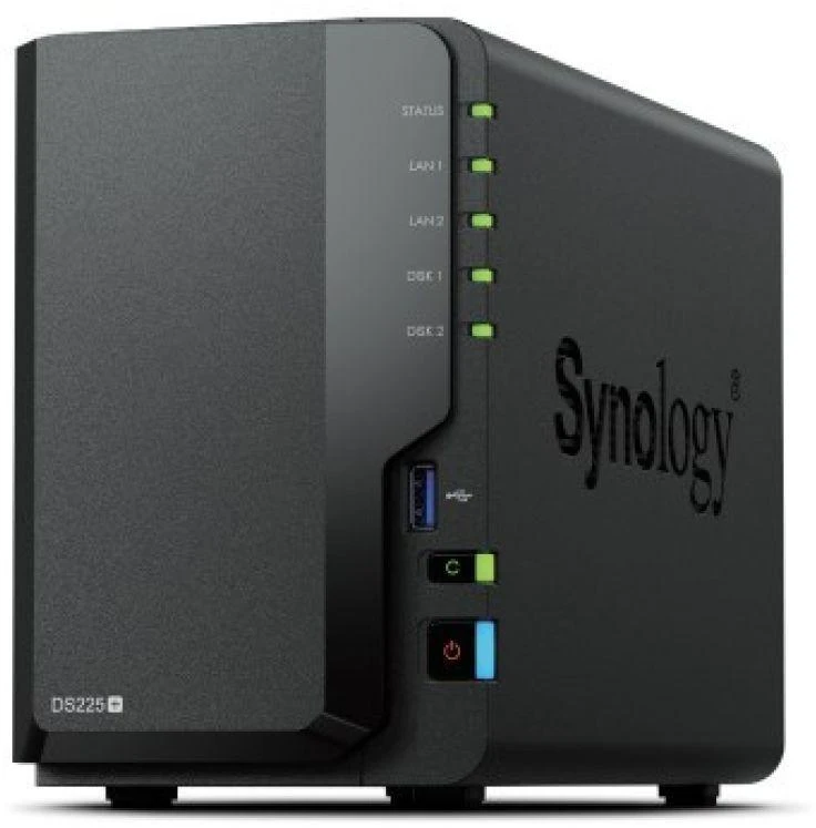 Serveris „Synology DS225+“ 2 skyrių NAS stacionarus diskas „Intel® Celeron® J4125“ 2 GB DDR4 „Synology DSM Juodas“ – tik „Synology“ kietasis diskas