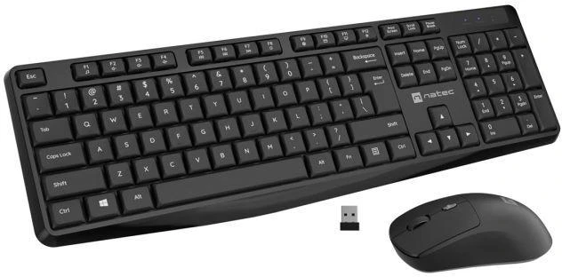 Natec | Klaviatūra ir pelė | Squid 2in1 Bundle | Klaviatūros ir pelės rinkinys | Wireless | Belaidė jungtis | US | Juodas