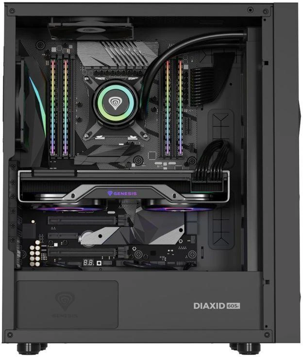 NATEC Genesis PC Case Diaxid 605F juodas