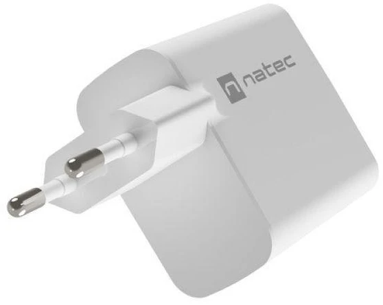 Telefonas Įkroviklis - Natec Ribera Gan 1X USB-A + 1X USB-C 45W Baltas