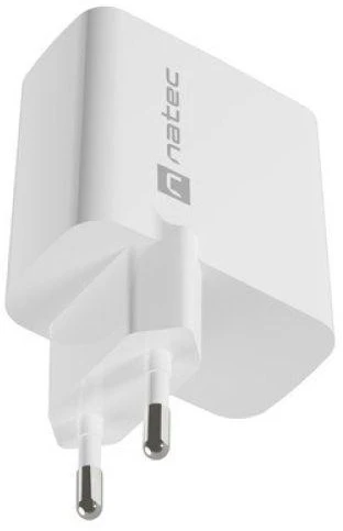 Telefonas Įkroviklis - Natec Ribera Gan 1X USB-A + 1X USB-C 45W Baltas