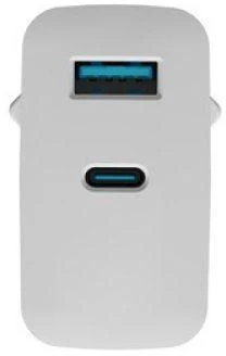 Telefonas Įkroviklis - Natec Ribera Gan 1X USB-A + 1X USB-C 45W Baltas