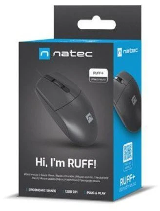 Natec | Pelė | Ruff Plus | su laidu | Juodas