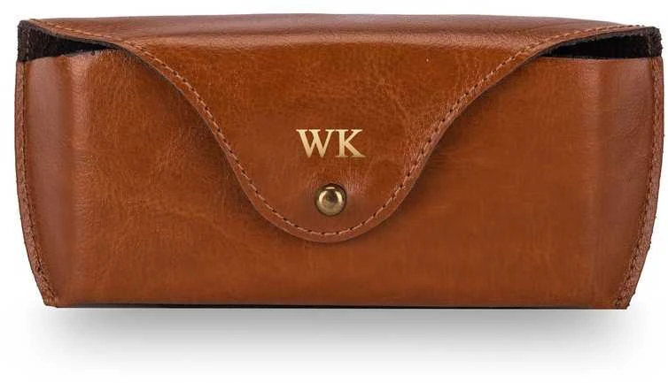 Solier Accessories Personalized genuine leather spectacle case Solier SA37 camel