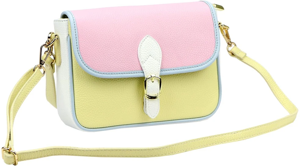 Vera Pelle Damska Listonoszka Skórzana Kolorowa Torebka Mała Na Ramię