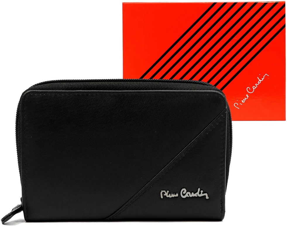 Pierre Cardin Portfel Damski Skórzany Średni Portmonetka RFID na Zatrzask